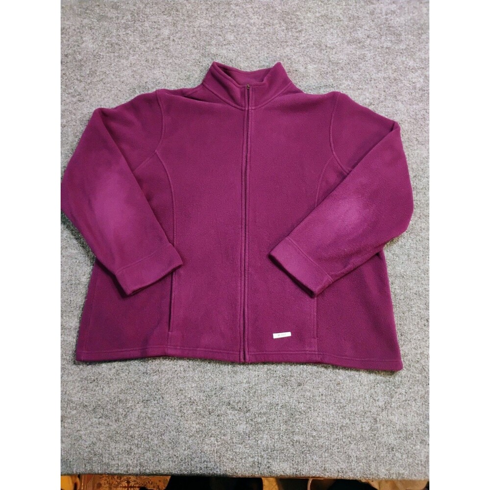 L.L.Bean Womens 3X Full Zip Fleece Jacket Purple Outdoor Casual Plus Size